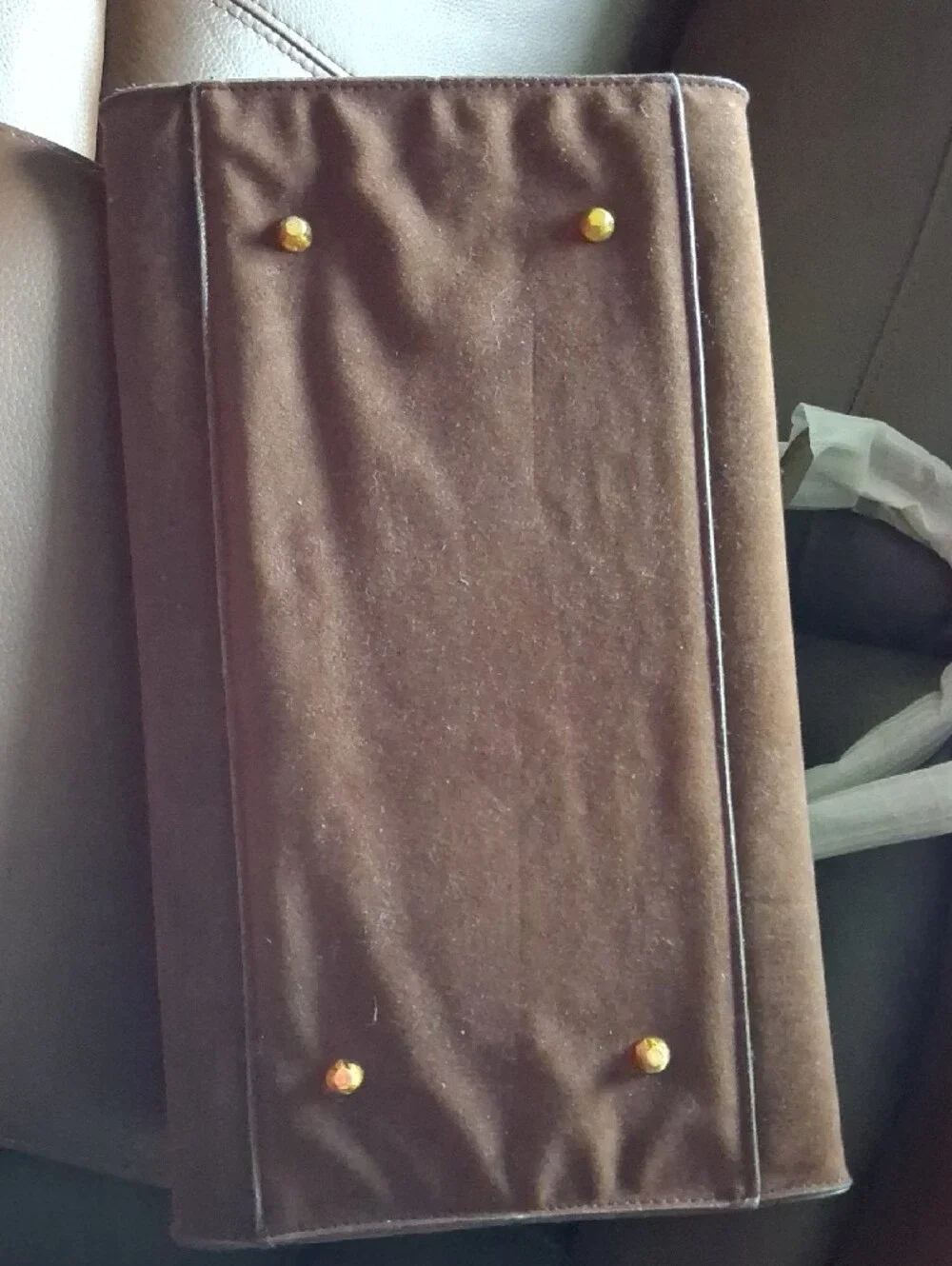 Structured Brown Suede Tote Bag with Double Top Handles